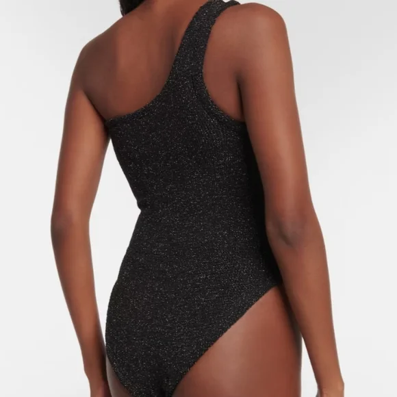 NWT Hunza G Nancy One Piece swimsuit in black and gold metallic - Picture 4 of 8